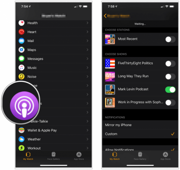 Xem những thiết lập của Podcasts
